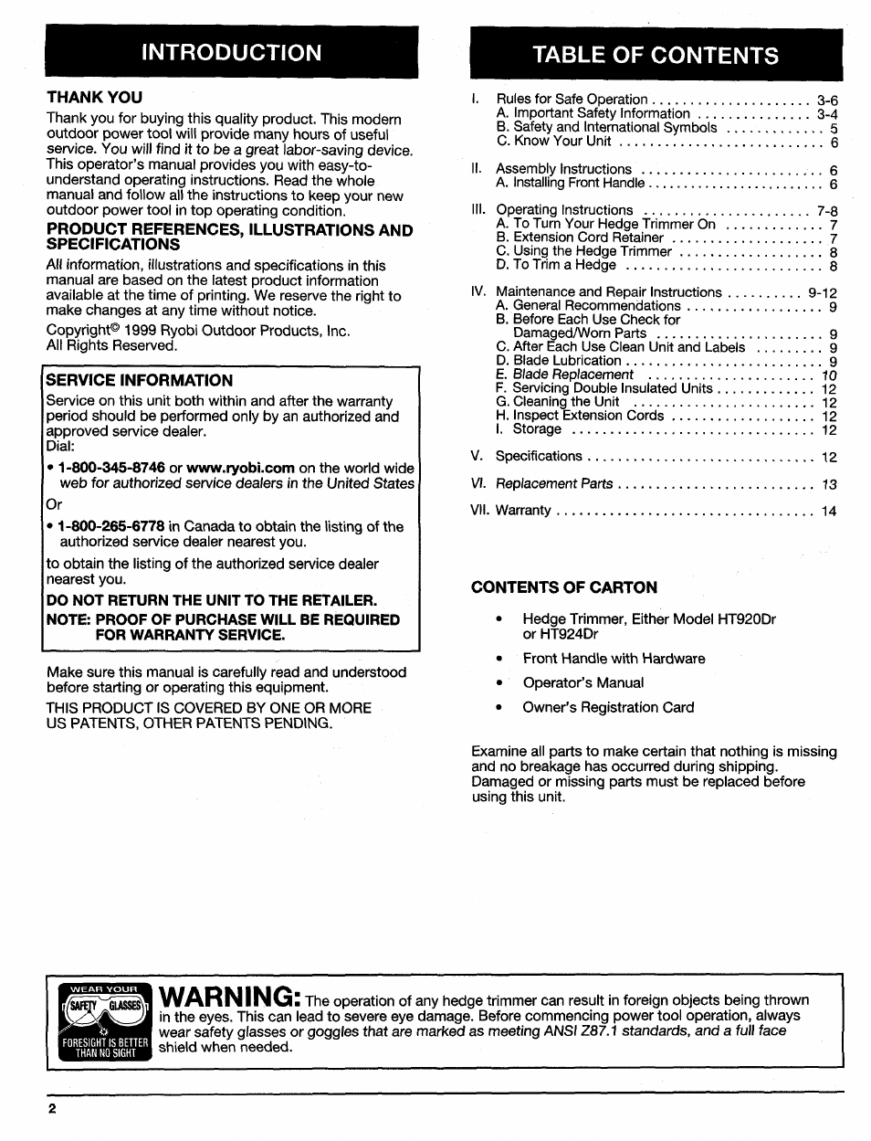 Ryobi HT920Dr User Manual | Page 2 / 14