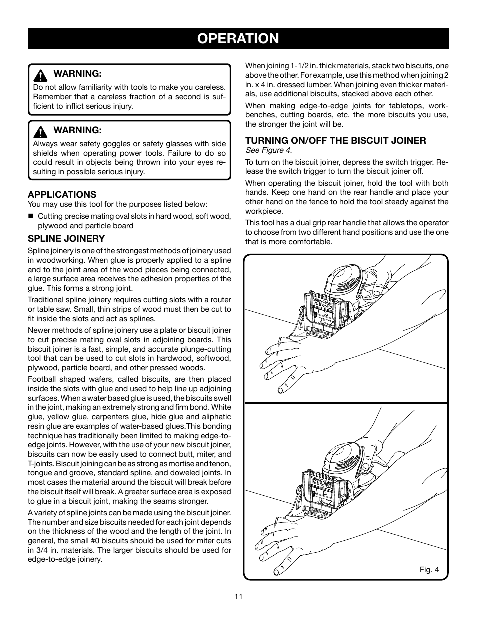 Operation | Ryobi JM82 User Manual | Page 11 / 26