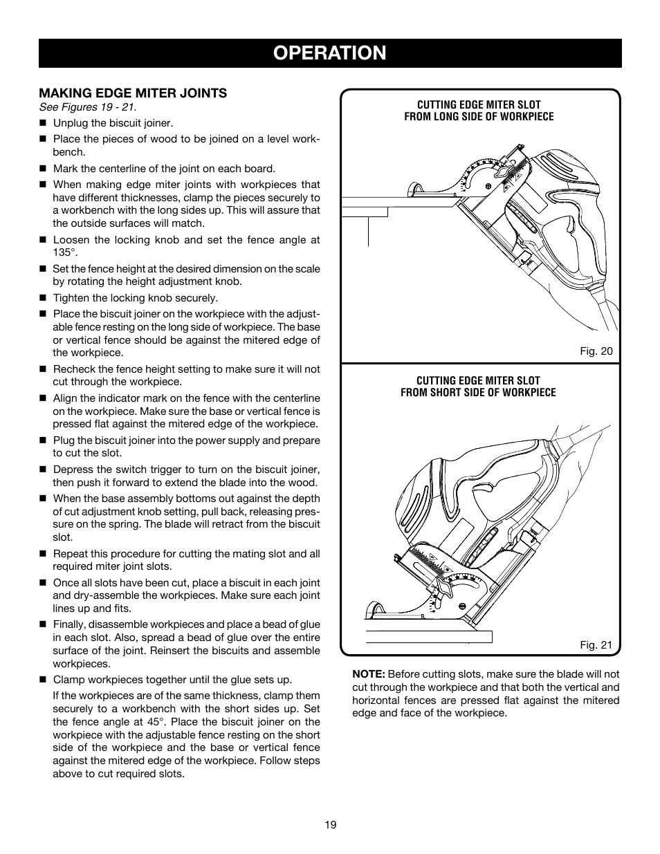 Operation | Ryobi JM82 User Manual | Page 19 / 26