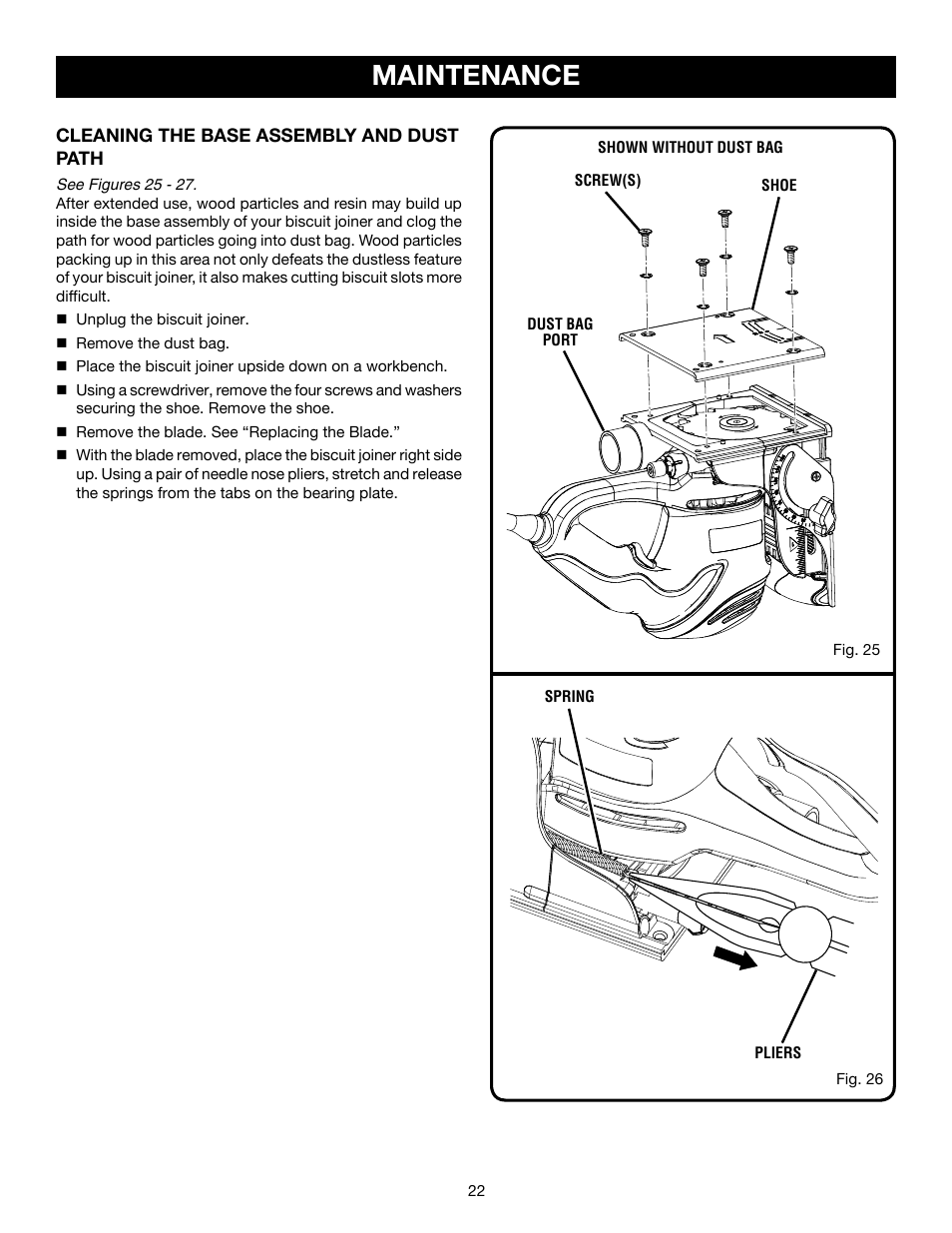 Maintenance | Ryobi JM82 User Manual | Page 22 / 26
