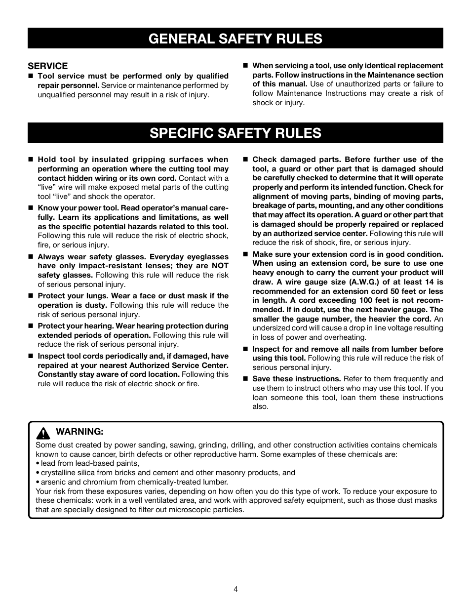 General safety rules specific safety rules | Ryobi JM82 User Manual | Page 4 / 26