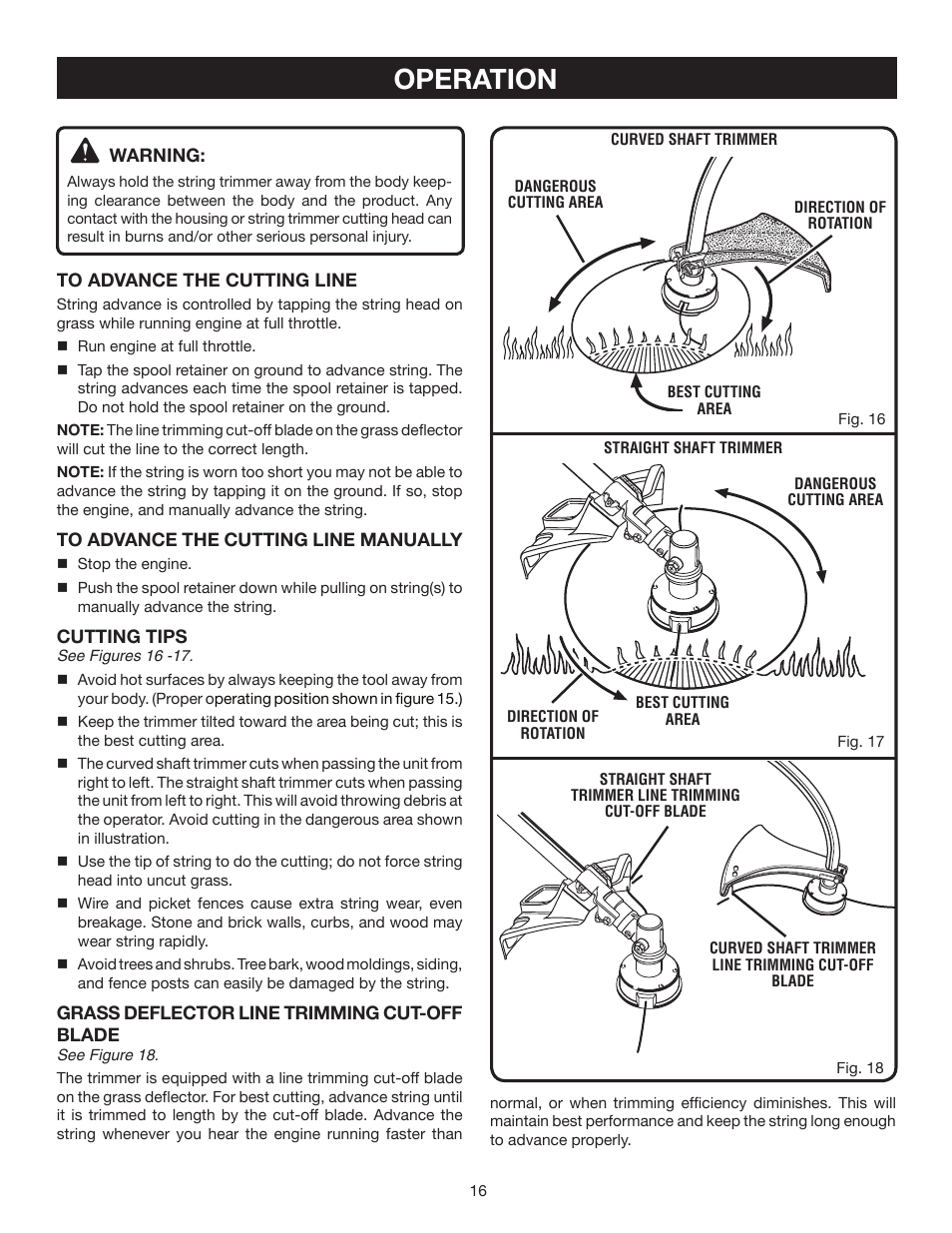 Operation | Ryobi RY30542 User Manual | Page 16 / 26