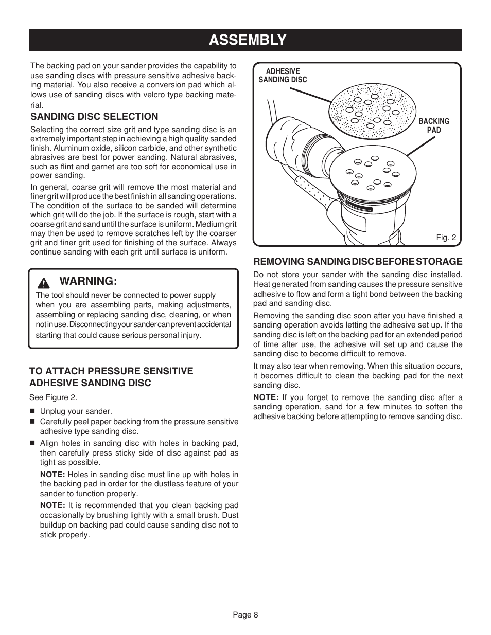 Assembly, Warning | Ryobi RS2418 User Manual | Page 8 / 14