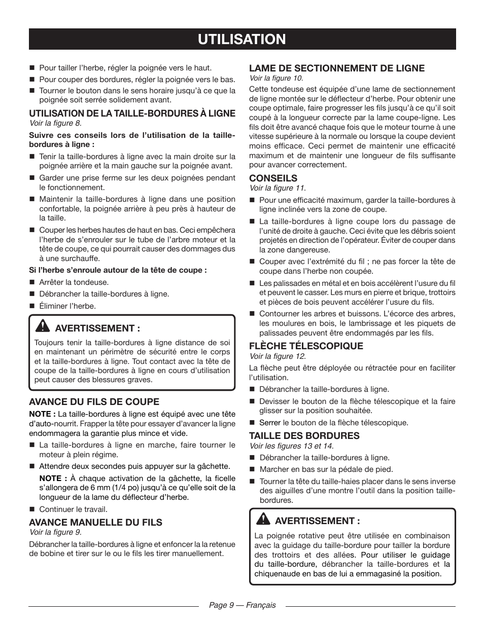 Utilisation | Ryobi RY41140 User Manual | Page 23 / 40