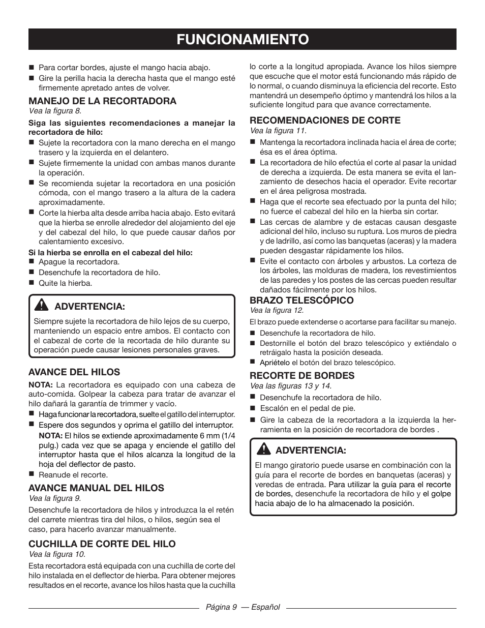 Funcionamiento | Ryobi RY41140 User Manual | Page 33 / 40