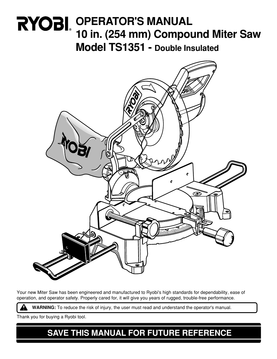 Ryobi TS1351 User Manual | 28 pages