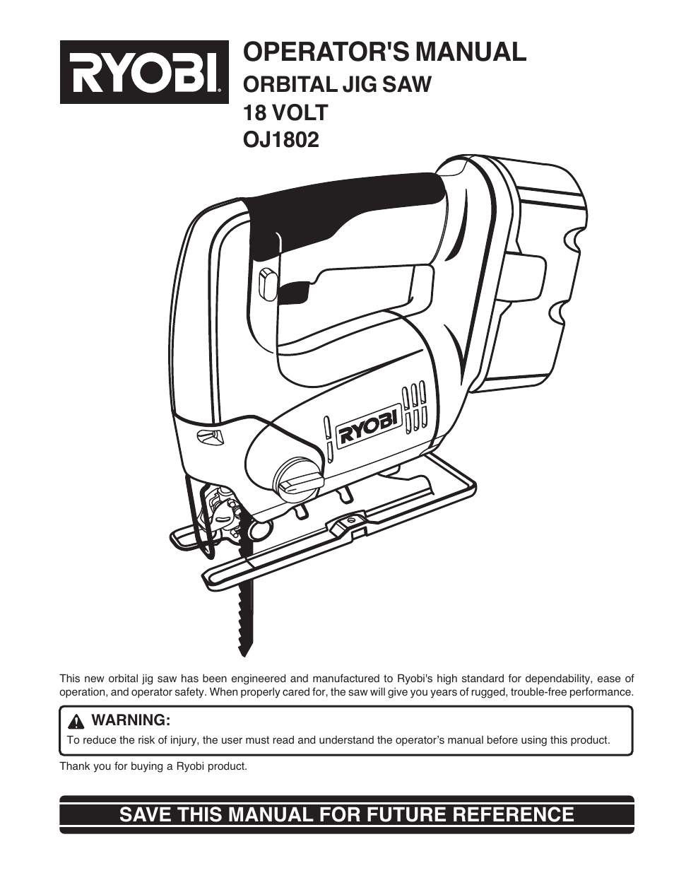 Ryobi OJ1802 User Manual | 18 pages