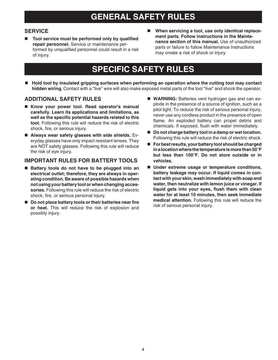 Specific safety rules, General safety rules | Ryobi OJ1802 User Manual | Page 4 / 18