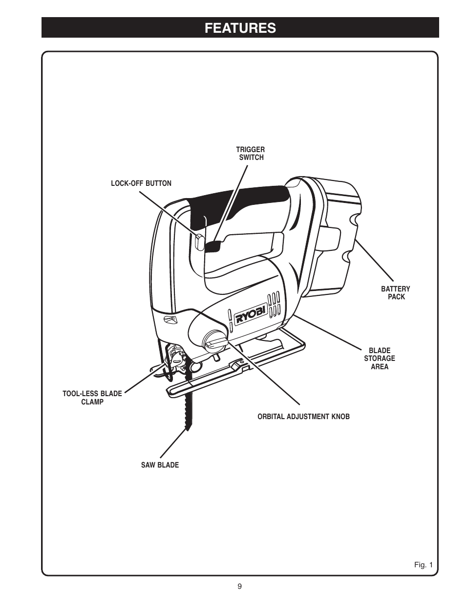 Features | Ryobi OJ1802 User Manual | Page 9 / 18