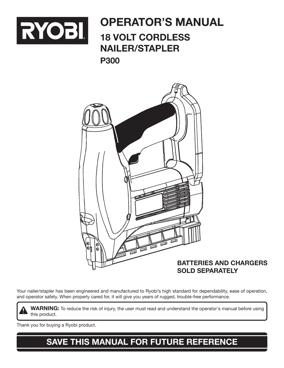 Ryobi P300 User Manual | 16 pages