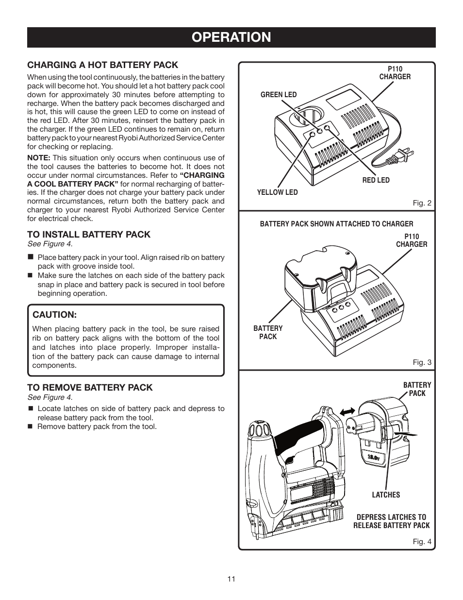 Operation | Ryobi P300 User Manual | Page 11 / 16