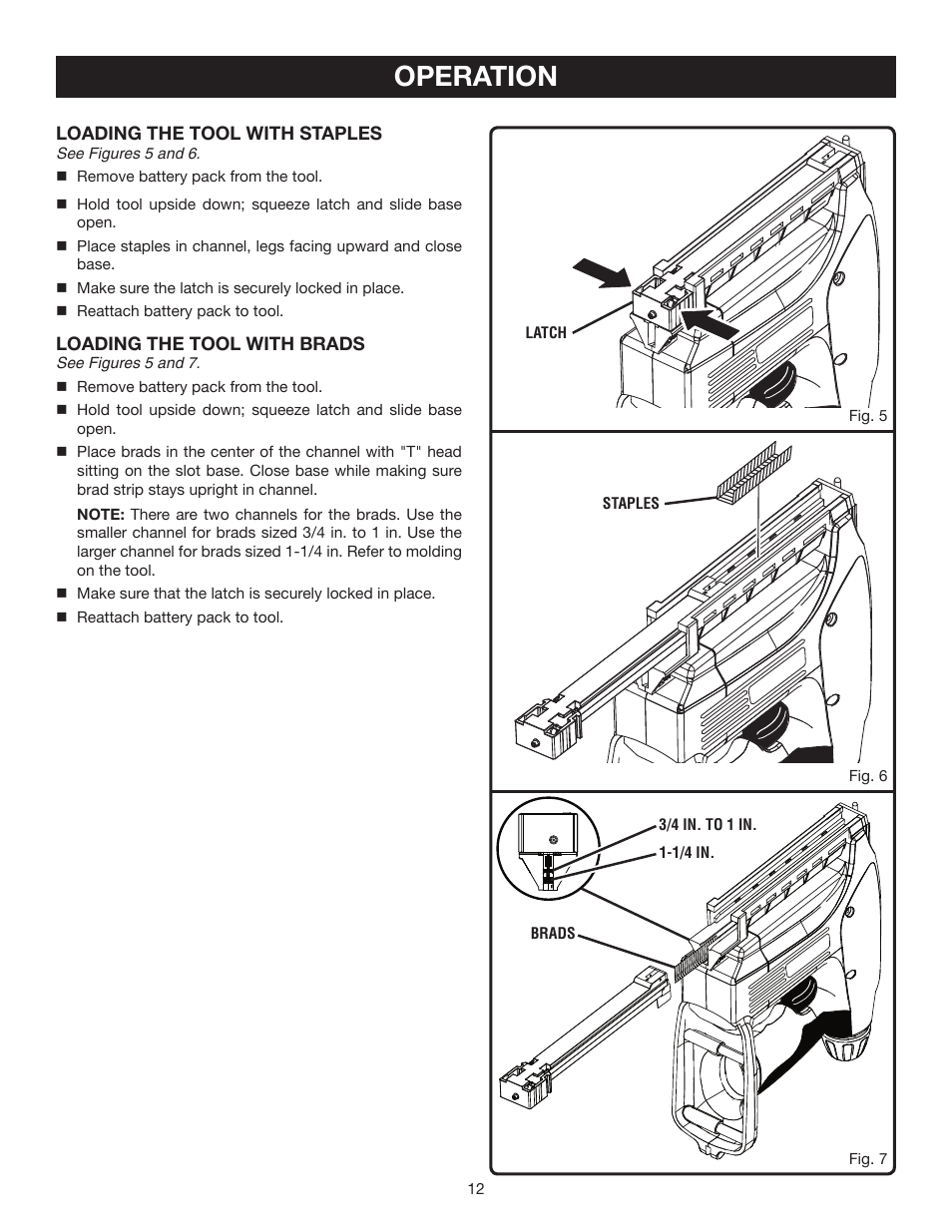 Operation | Ryobi P300 User Manual | Page 12 / 16