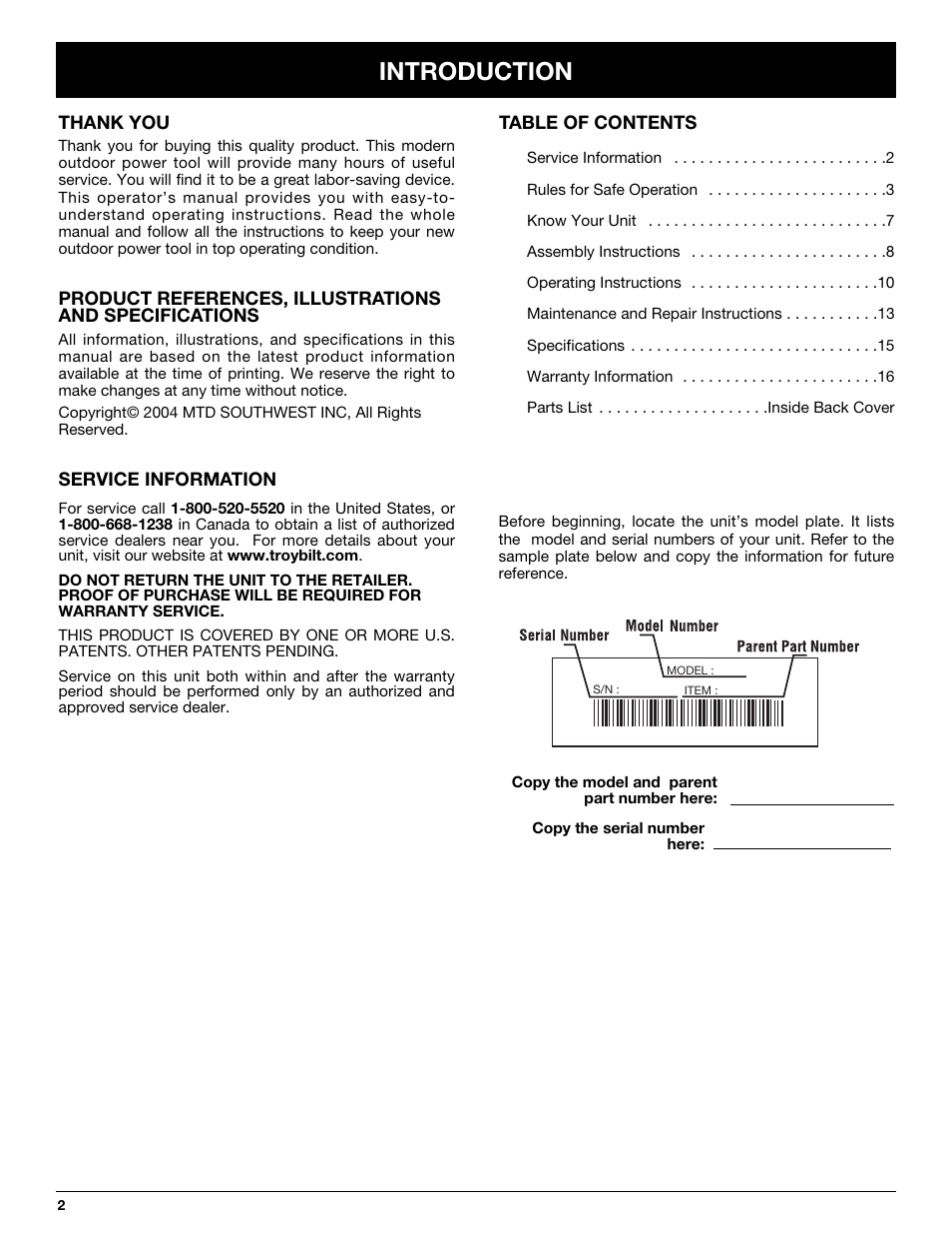 Introduction | Ryobi TBBC User Manual | Page 2 / 48