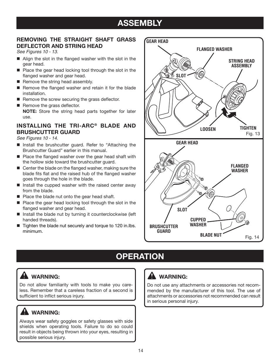 Assembly, Operation | Ryobi CS30 RY30220 User Manual | Page 14 / 26