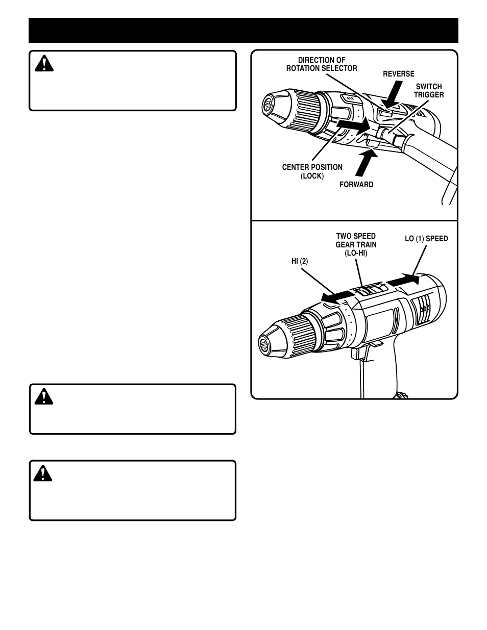 Operation, Warning, Caution | Ryobi R10511 User Manual | Page 9 / 14