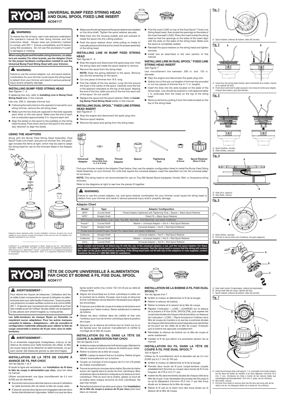 Ryobi AC04117 User Manual | 2 pages