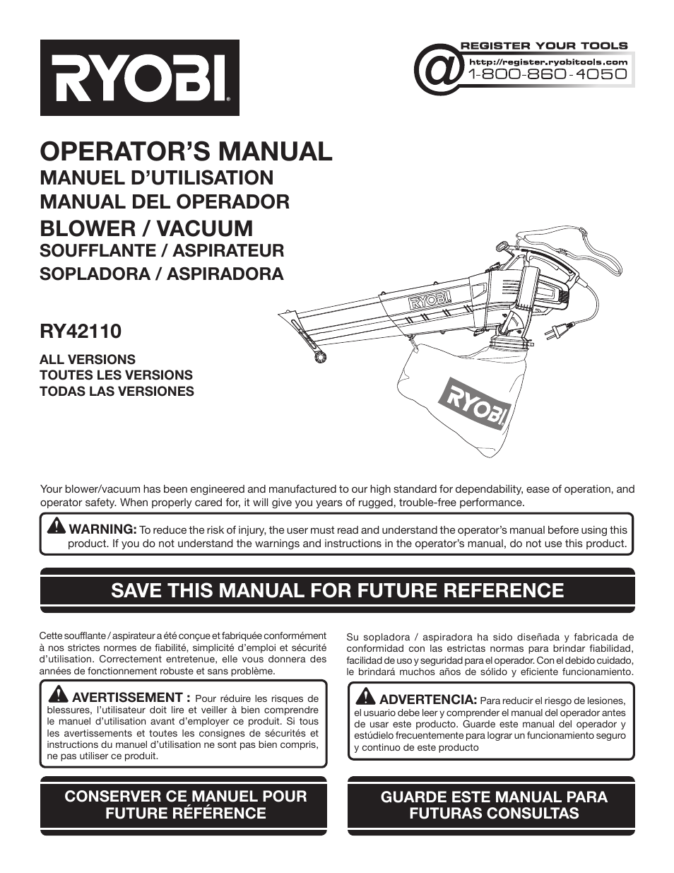 Ryobi RY42110 User Manual | 38 pages