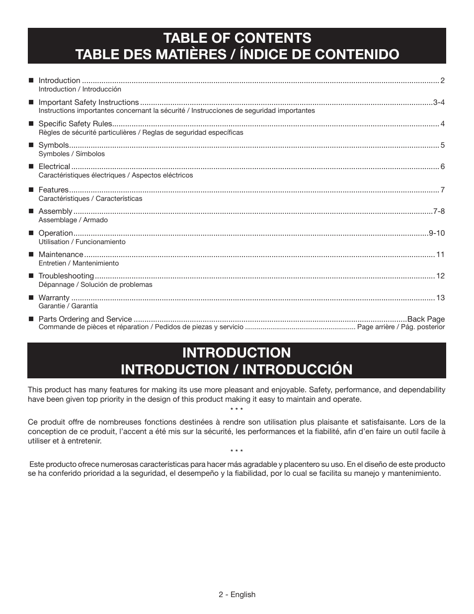 Introduction introduction / introducción | Ryobi RY42110 User Manual | Page 4 / 38