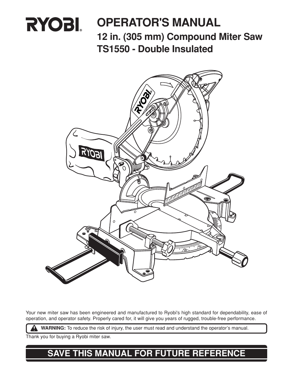 Ryobi TS1550 User Manual | 26 pages
