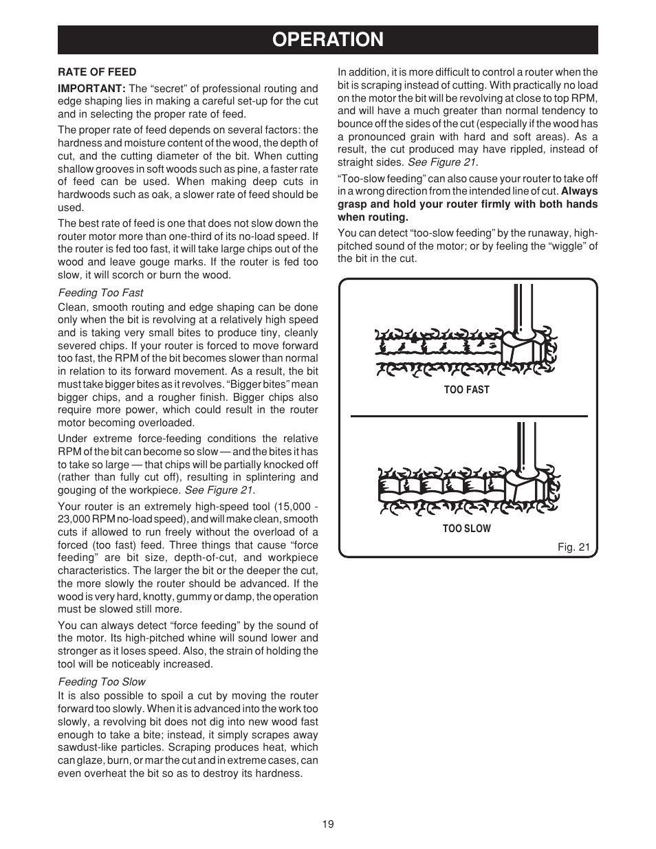 Operation | Ryobi RE180PL User Manual | Page 19 / 24