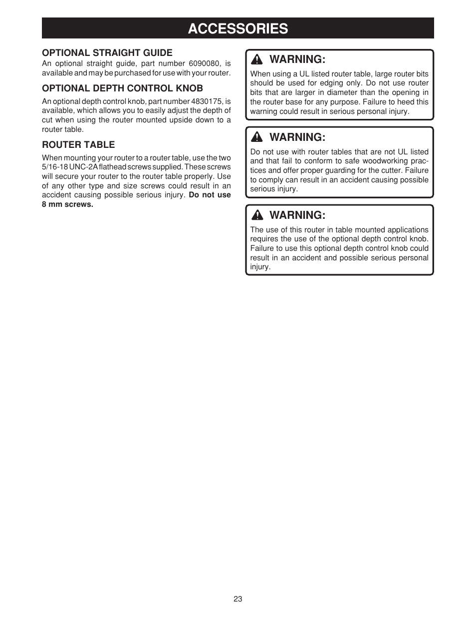 Accessories | Ryobi RE180PL User Manual | Page 23 / 24