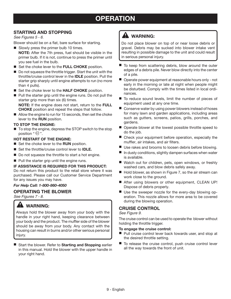 Operation | Ryobi RY09460 User Manual | Page 13 / 48