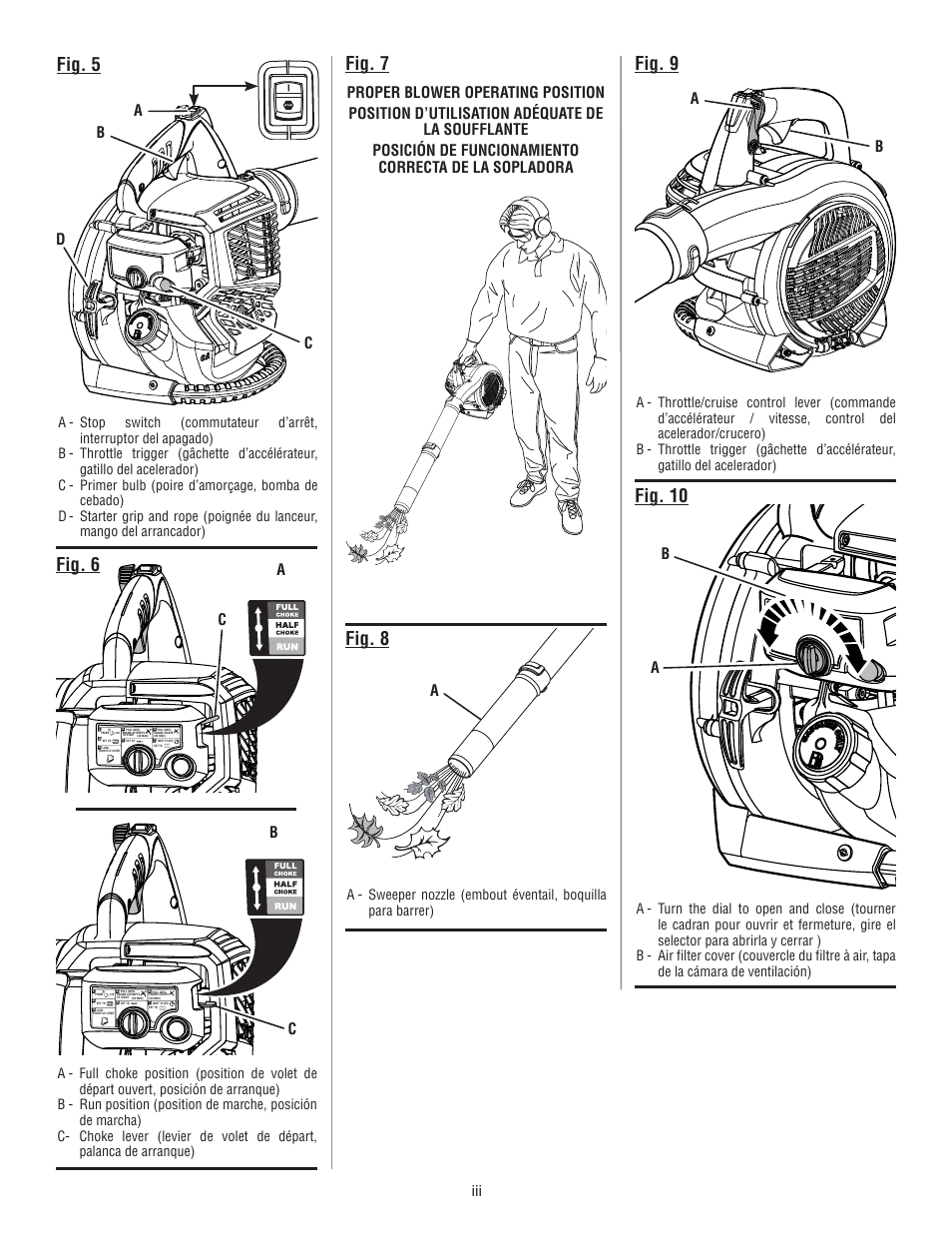 Fig. 7 fig. 8 fig. 9, Fig. 6, Fig. 5 | Fig. 10, Ac b c, Ad c b | Ryobi RY09460 User Manual | Page 4 / 48
