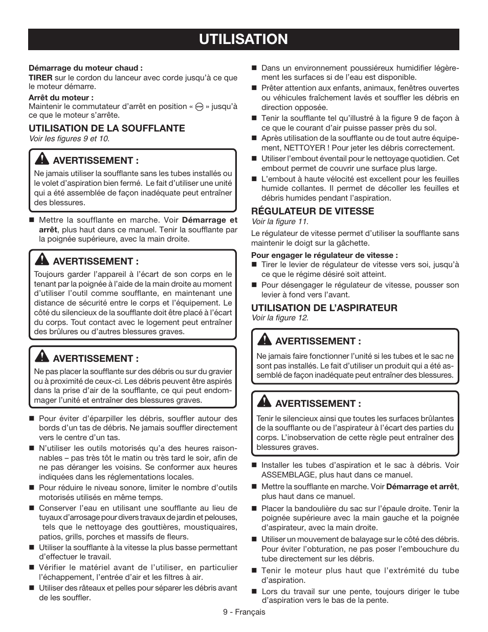 Utilisation | Ryobi RY09050 User Manual | Page 23 / 42