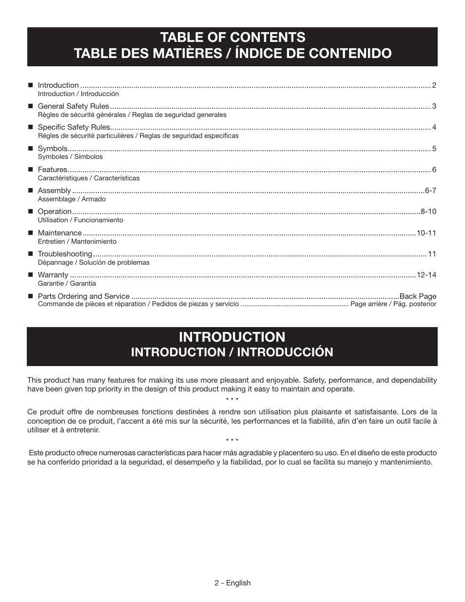 Introduction, Introduction / introducción | Ryobi RY09050 User Manual | Page 4 / 42