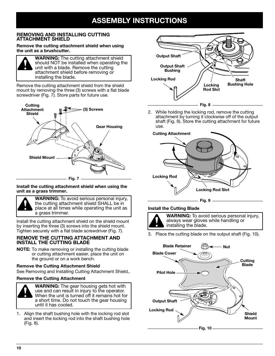 Assembly instructions | Ryobi 890R User Manual | Page 10 / 30