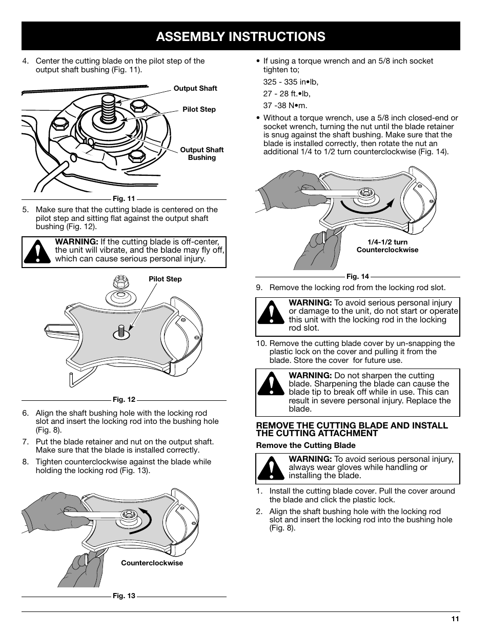 Assembly instructions | Ryobi 890R User Manual | Page 11 / 30