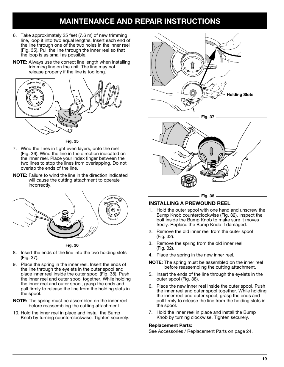 Maintenance and repair instructions | Ryobi 890R User Manual | Page 19 / 30