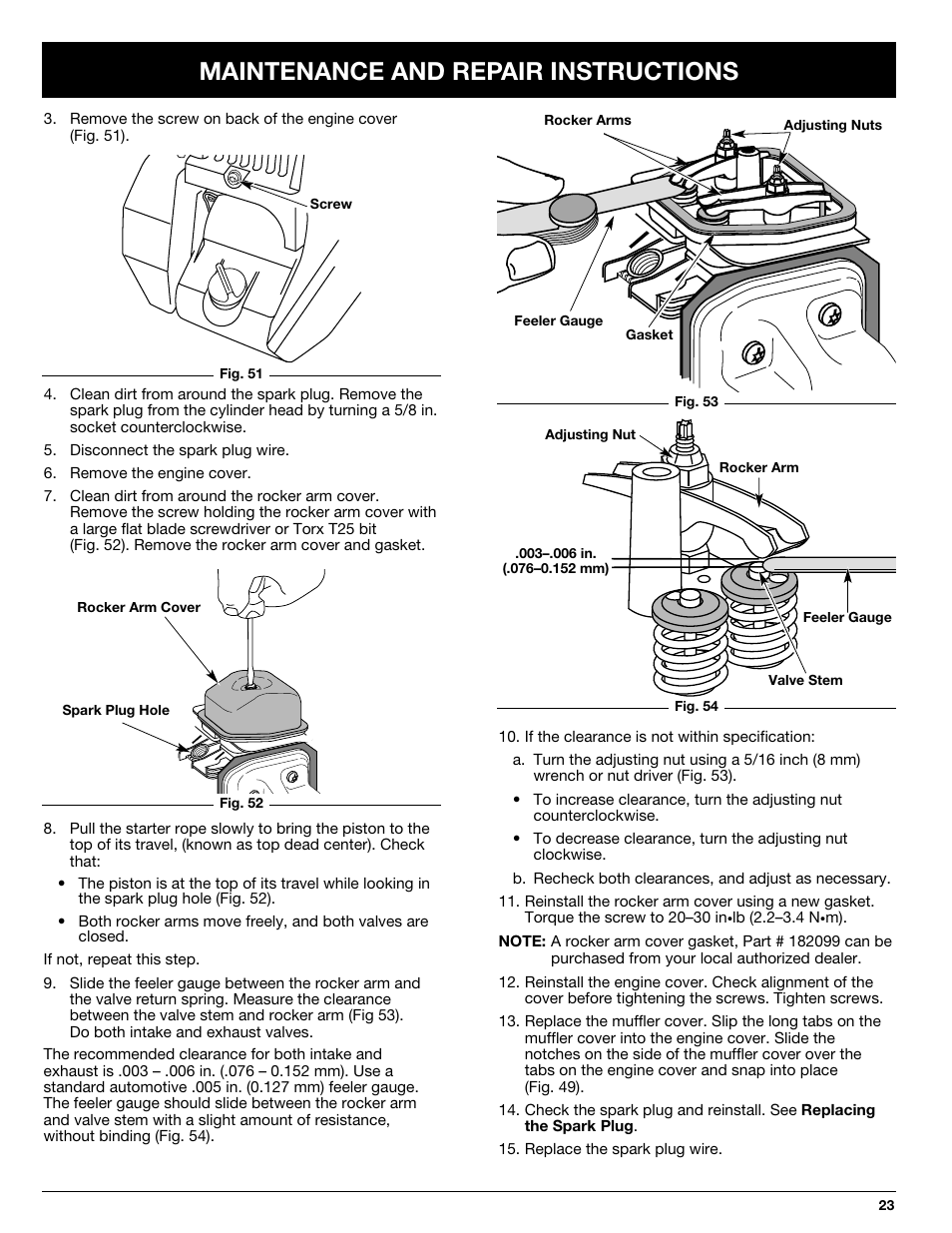 Maintenance and repair instructions | Ryobi 890R User Manual | Page 23 / 30