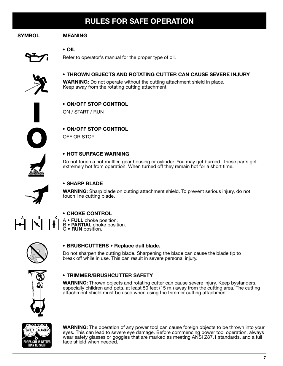 Rules for safe operation | Ryobi 890R User Manual | Page 7 / 30