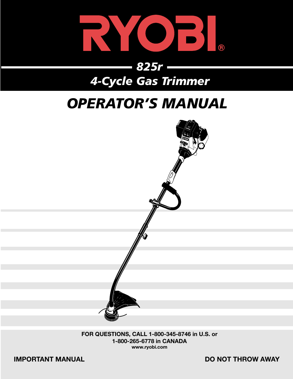 Ryobi 825r User Manual | 30 pages