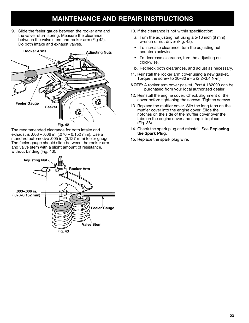 Maintenance and repair instructions | Ryobi 825r User Manual | Page 23 / 30
