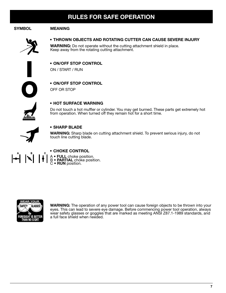 Rules for safe operation | Ryobi 825r User Manual | Page 7 / 30