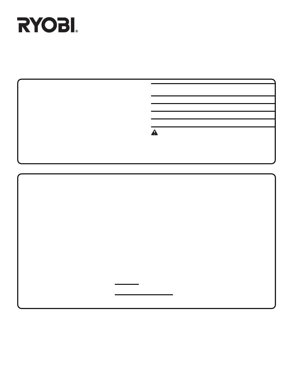 Double insulated • service, Model no. and serial no, Extension cord caution | Ryobi DS11008 User Manual | Page 12 / 12