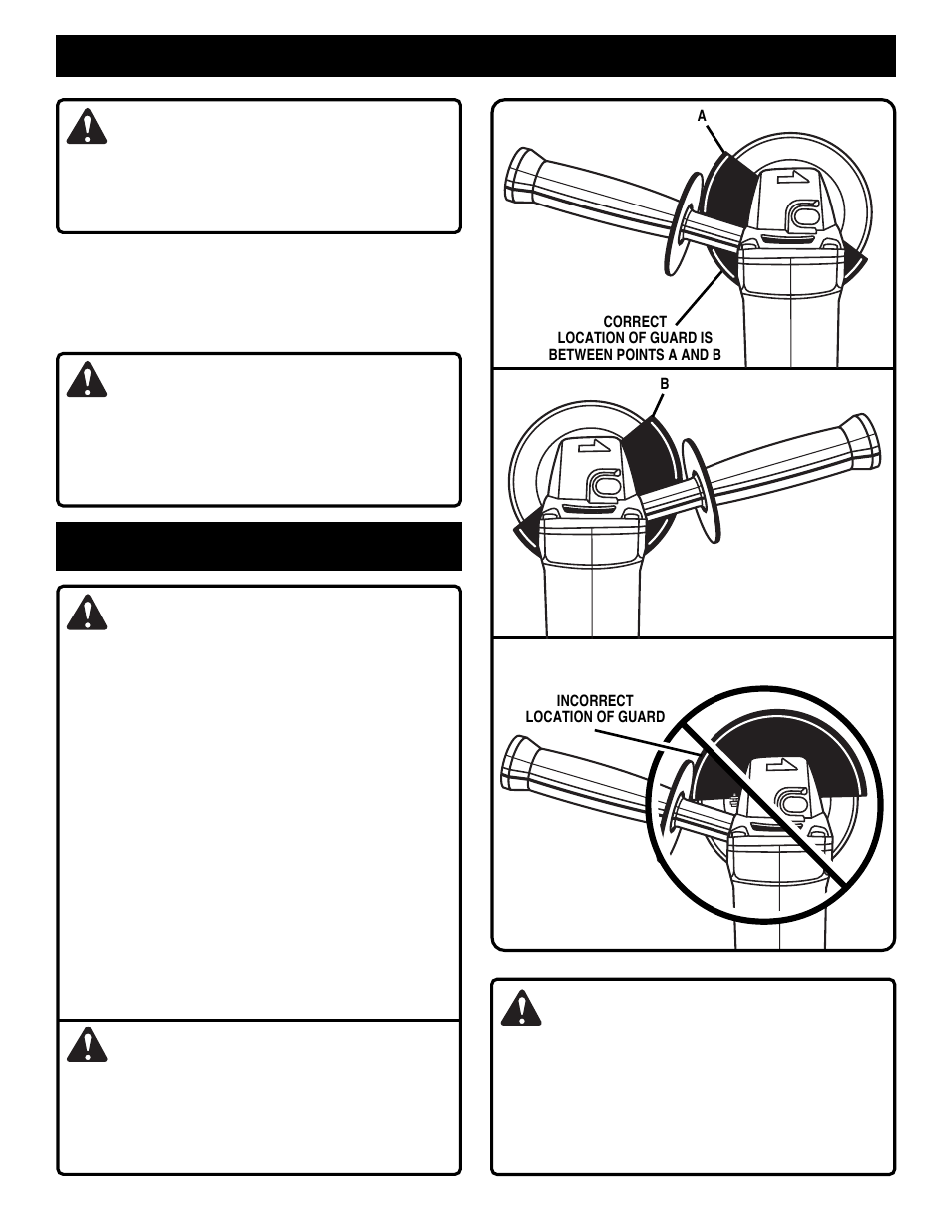 Adjustments, Warning, Operation warning | Danger | Ryobi SGL1150 User Manual | Page 9 / 13