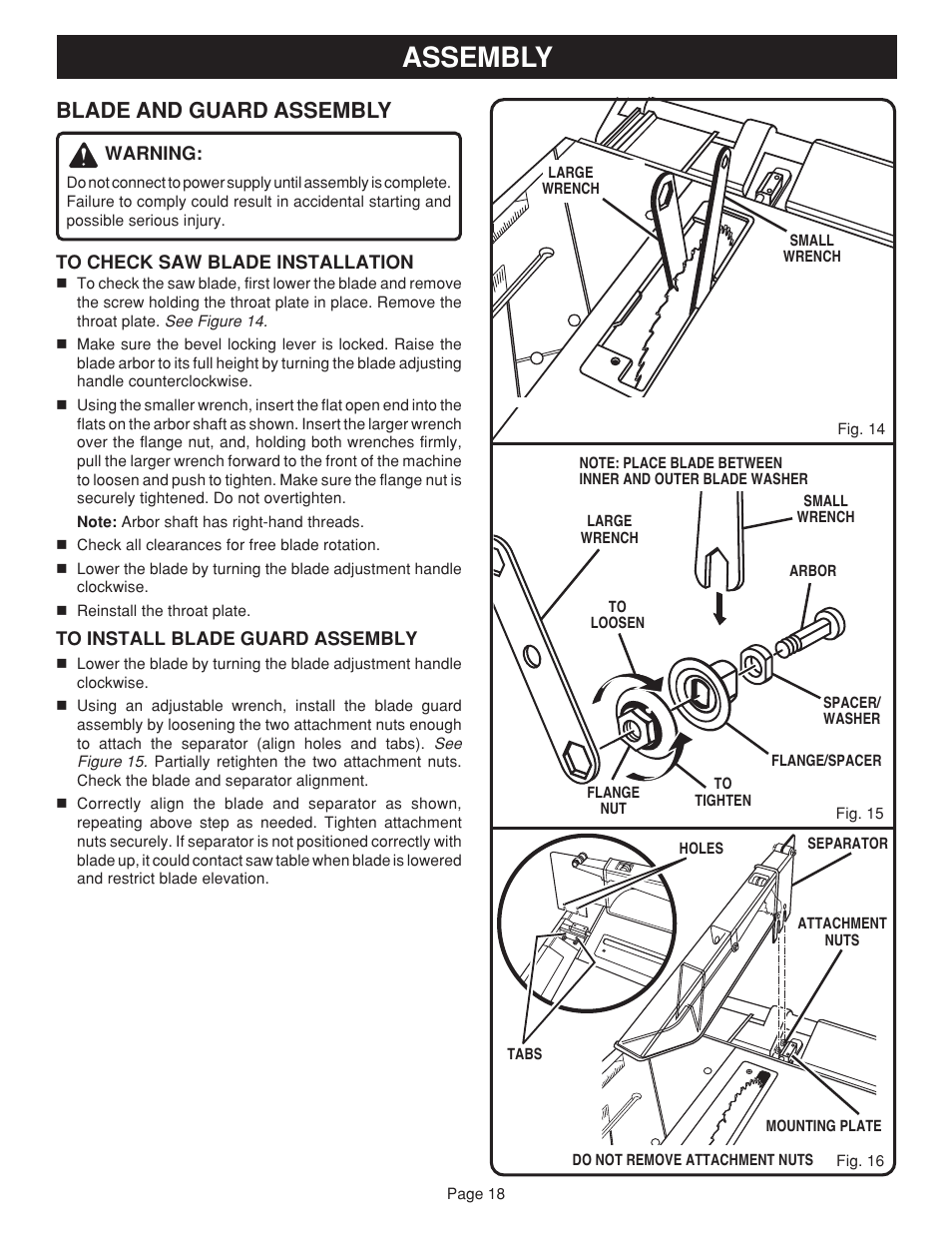 Assembly, Blade and guard assembly | Ryobi BTS15 User Manual | Page 18 / 38