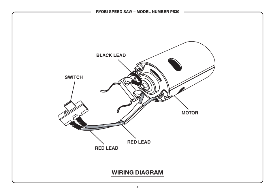 Wiring diagram | Ryobi P530 User Manual | Page 4 / 4