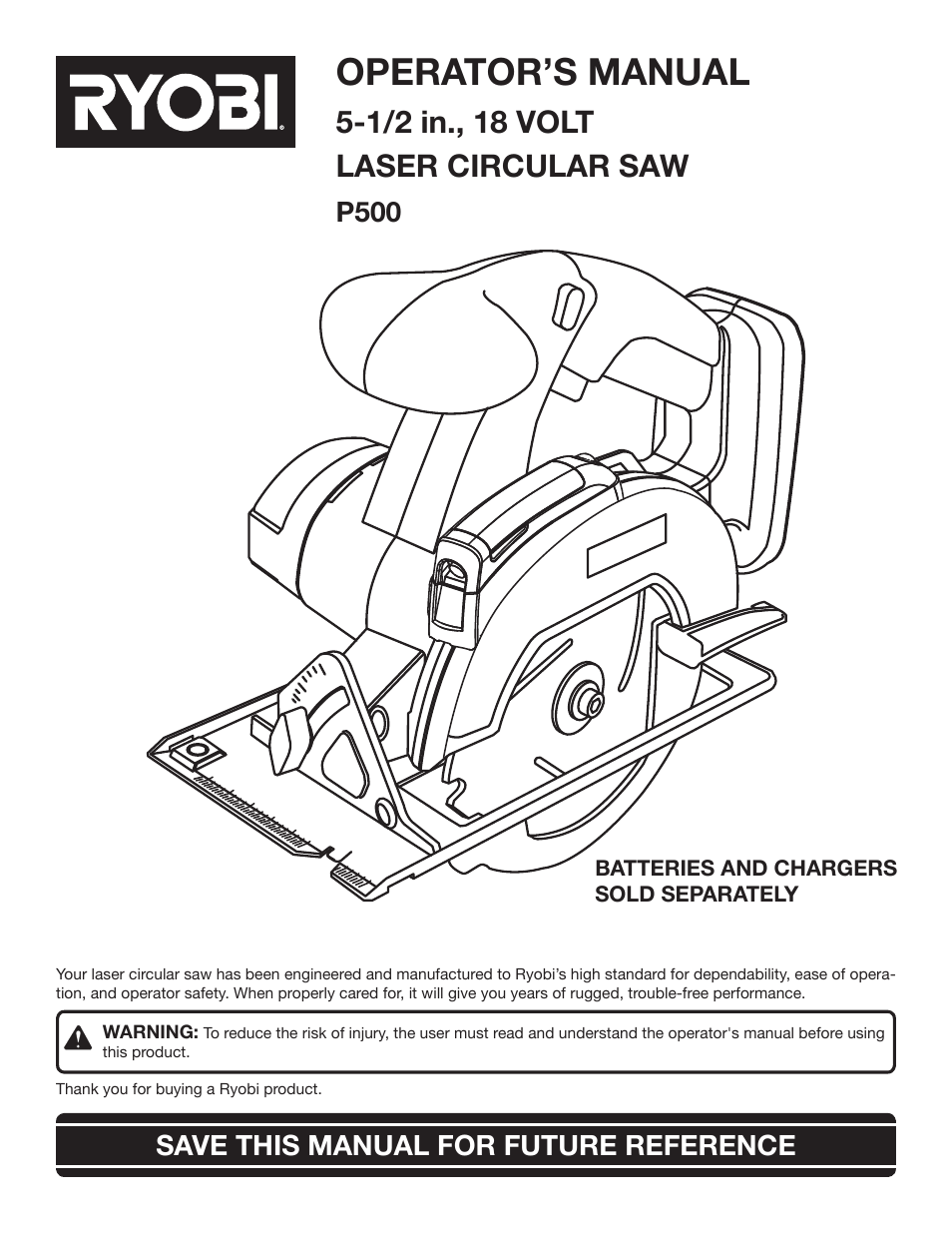 Ryobi P500 User Manual | 24 pages