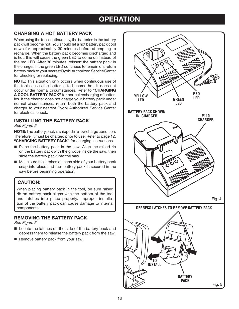 Operation | Ryobi P500 User Manual | Page 13 / 24