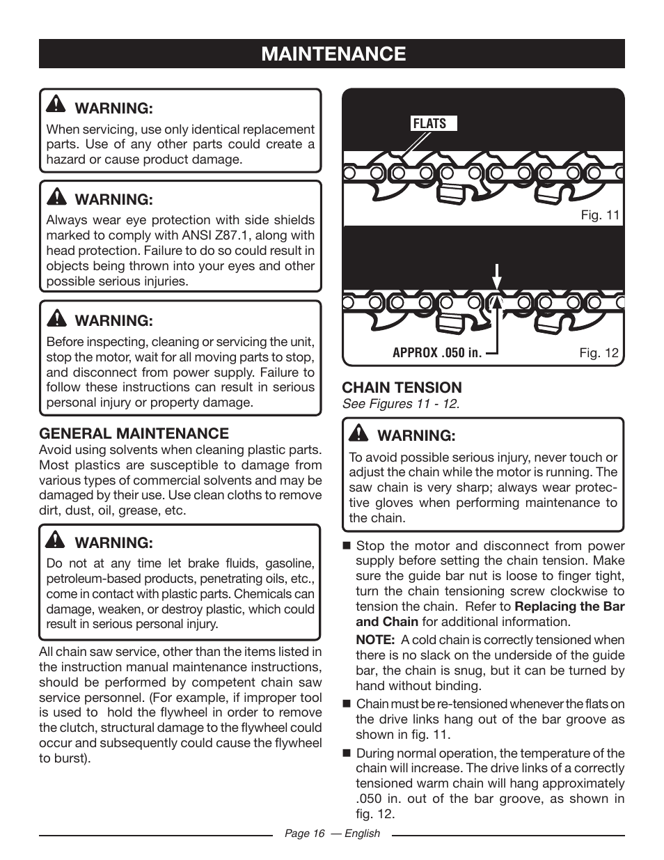 Maintenance | Ryobi RY43160 User Manual | Page 16 / 22