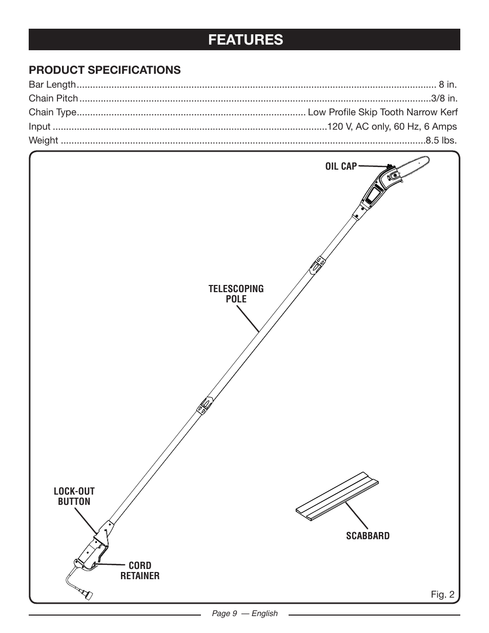 Features | Ryobi RY43160 User Manual | Page 9 / 22