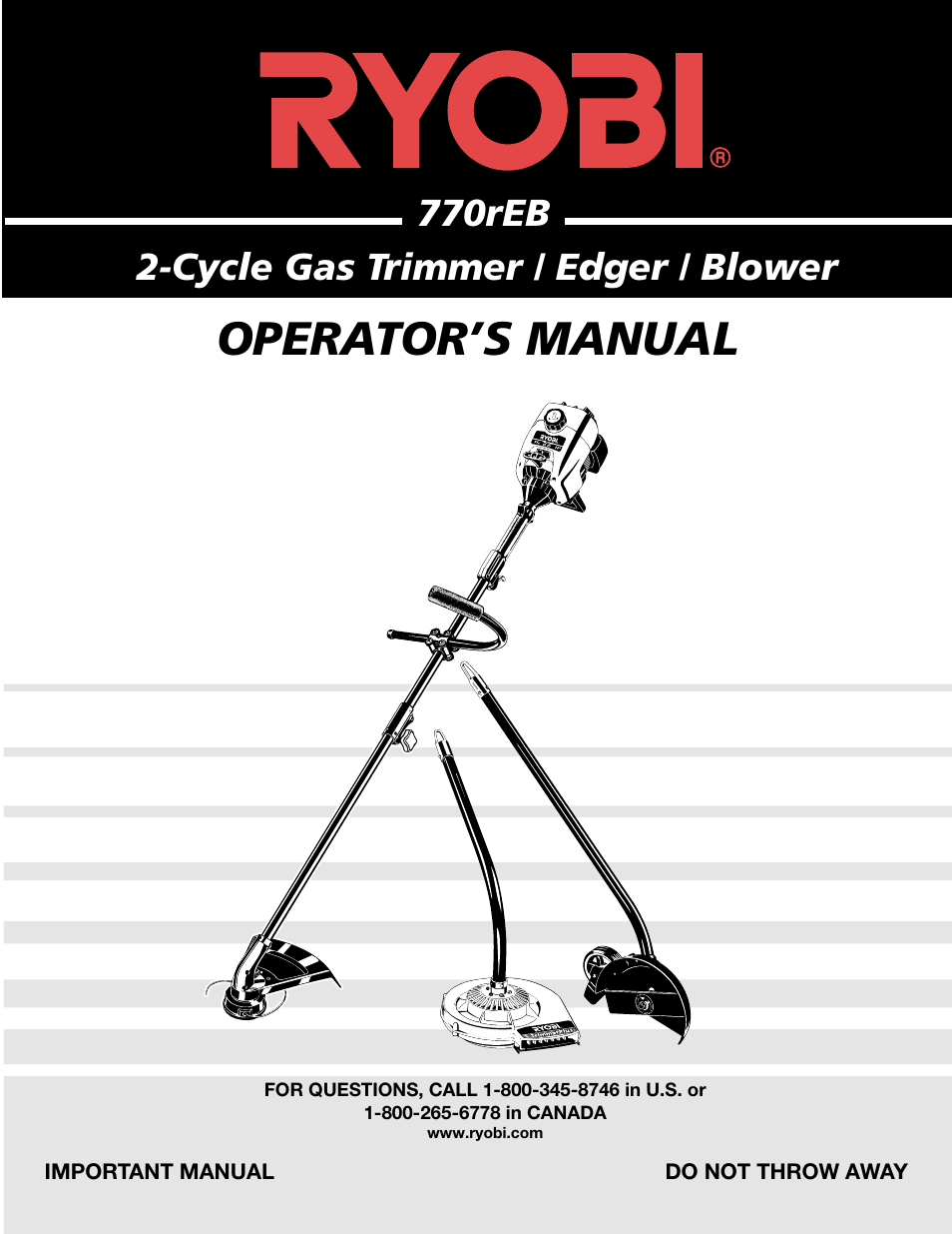Ryobi 770rEB User Manual | 28 pages