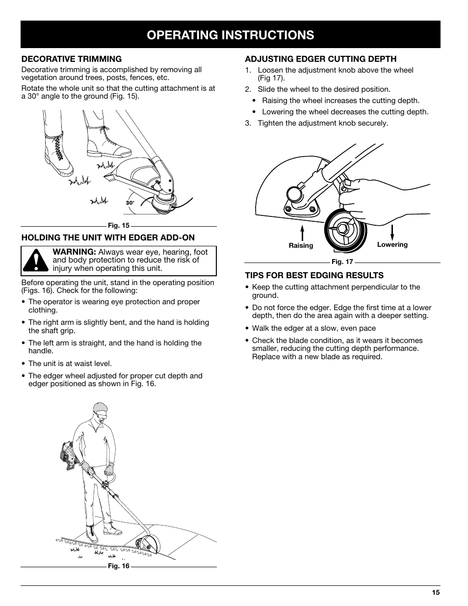 Operating instructions | Ryobi 770rEB User Manual | Page 15 / 28