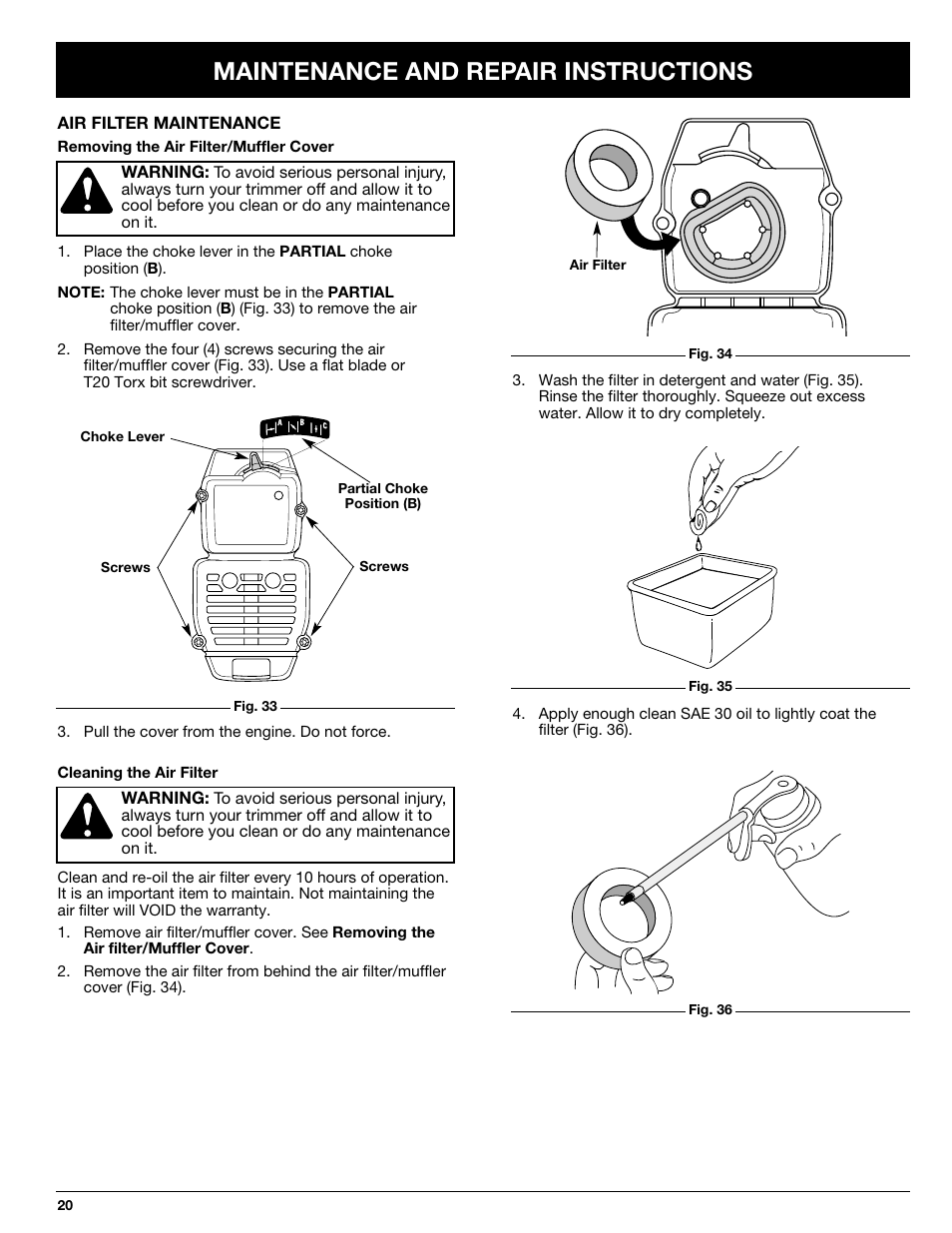 Maintenance and repair instructions | Ryobi 770rEB User Manual | Page 20 / 28