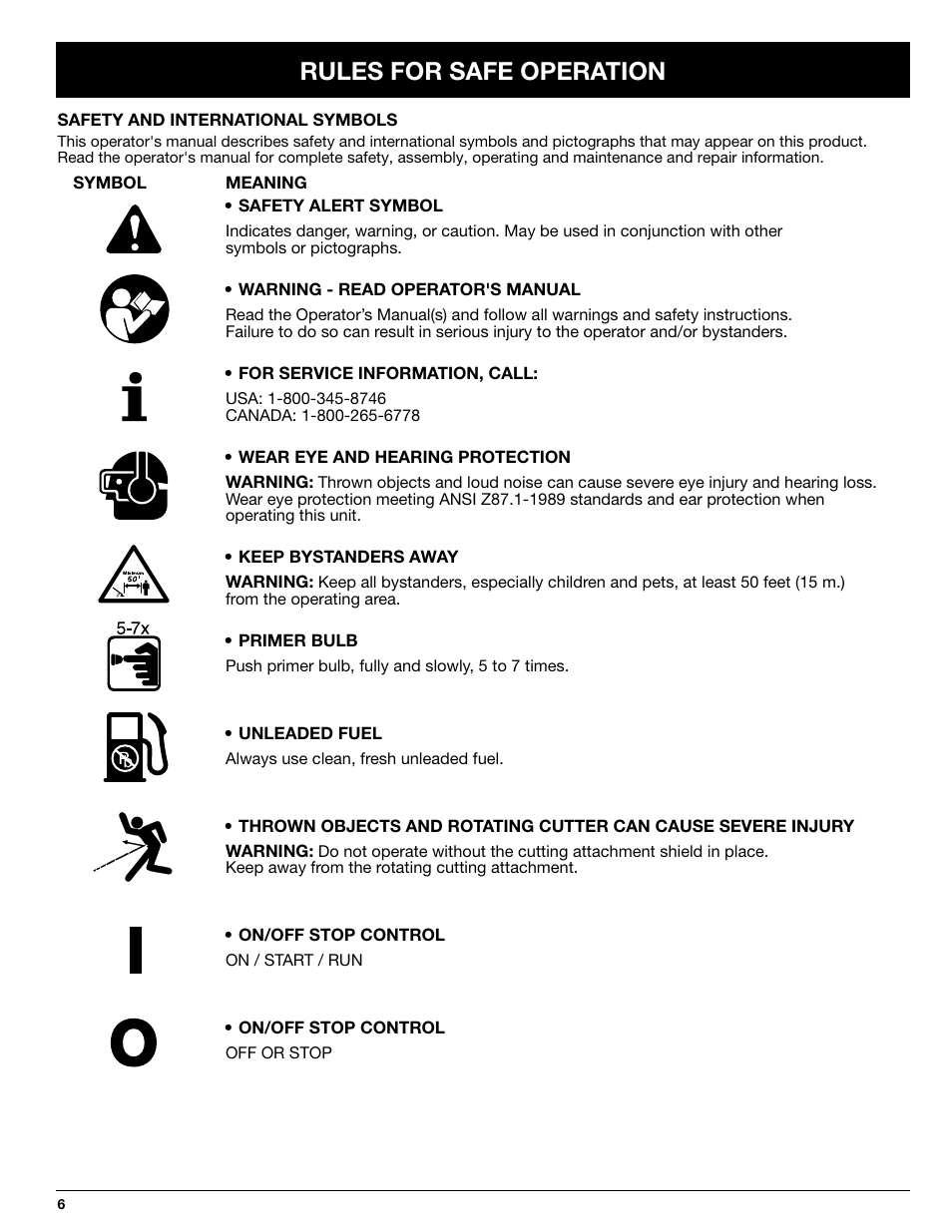 Rules for safe operation | Ryobi 770rEB User Manual | Page 6 / 28