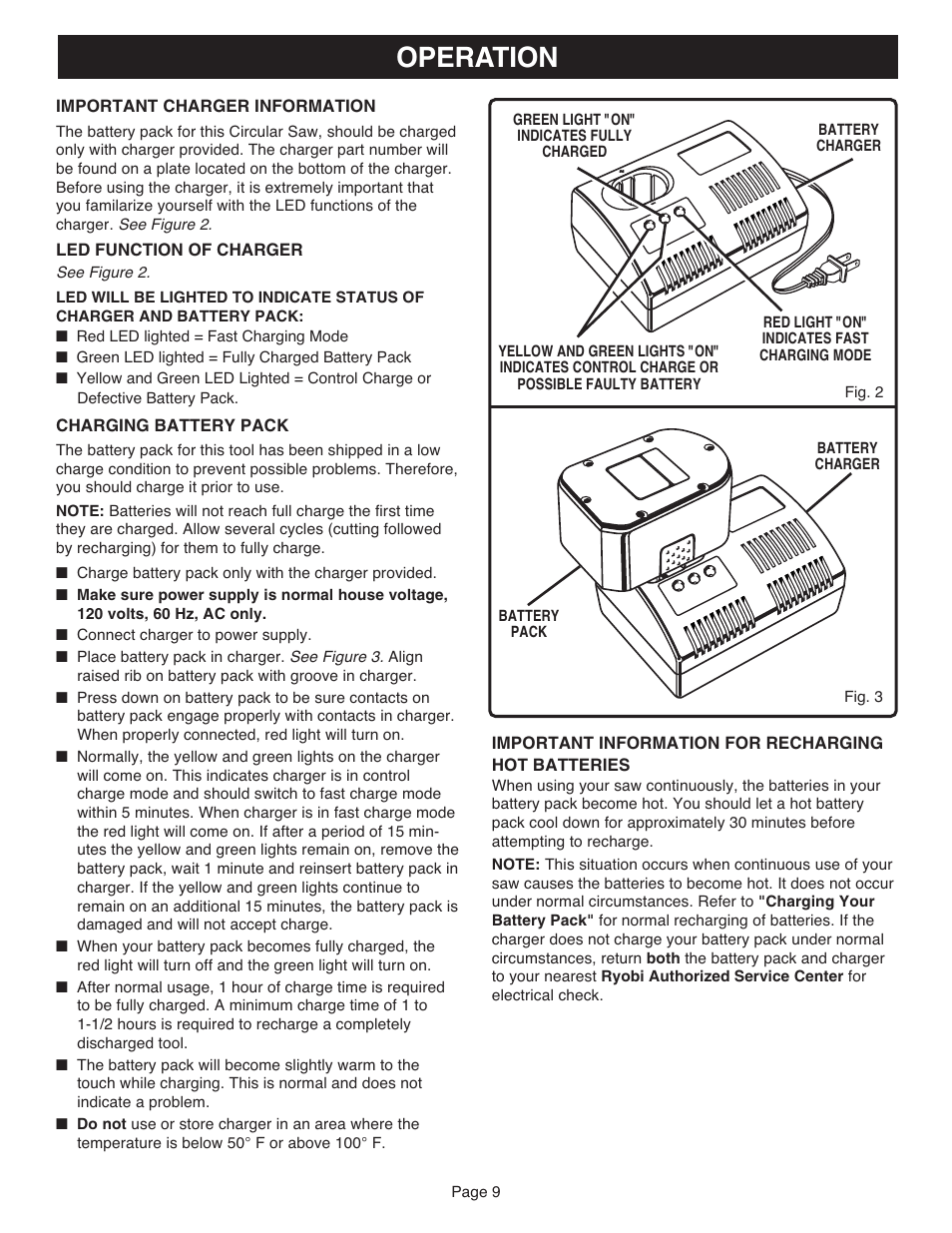 Operation | Ryobi R10633 User Manual | Page 9 / 20